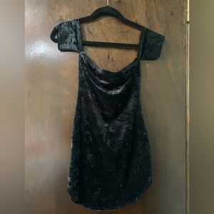 Black Mini Over the Shoulder Dress from Forever 21.